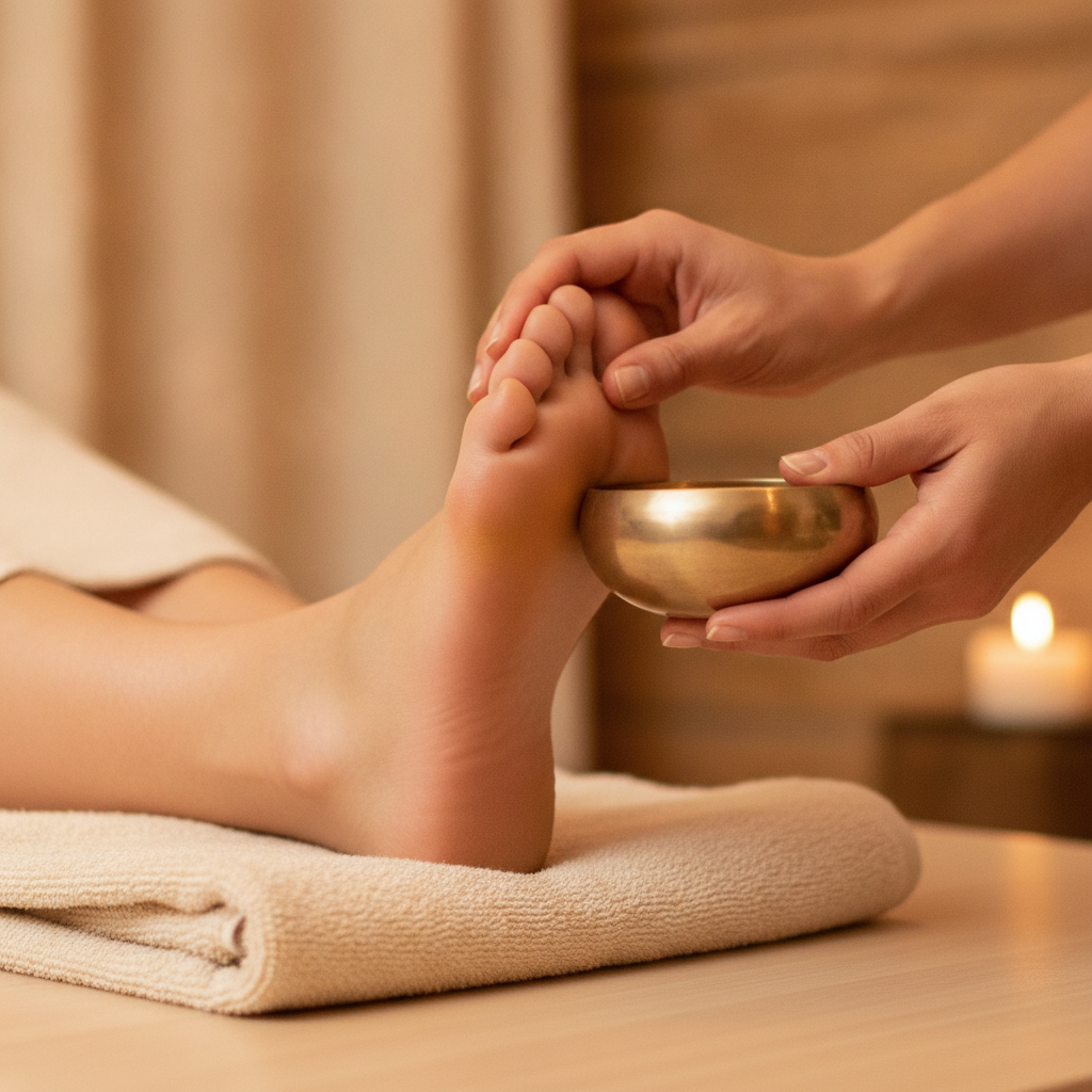 Massage des pieds au bol kansu